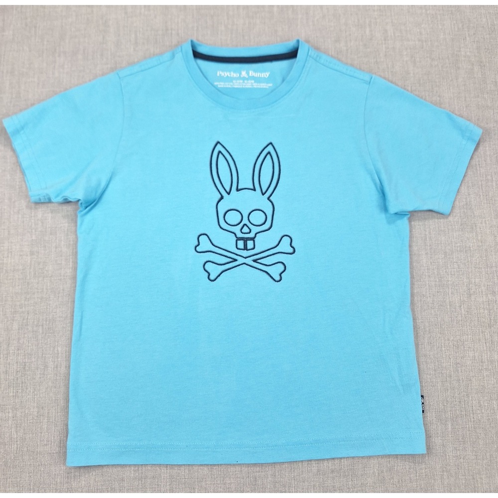 Psycho Bunny Kids Blue Pima Cotton Embroidered Logo Tee Shirt‎ Size 10-12M